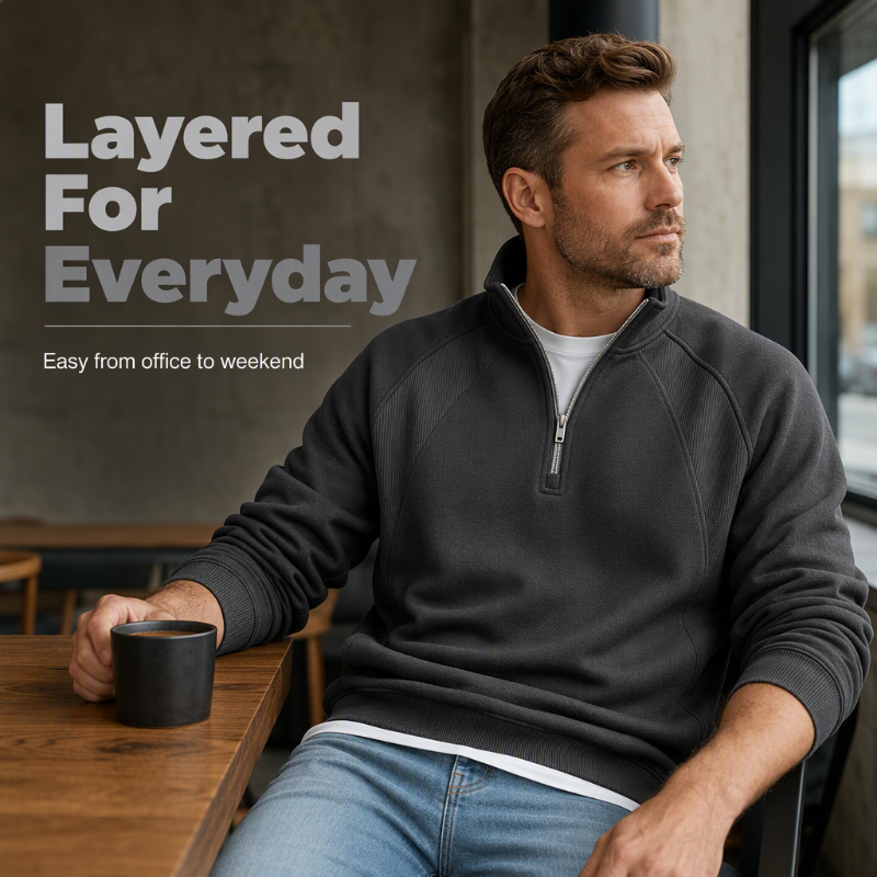 👚✨Men's Casual Warm Half-Zip Sweatshirt