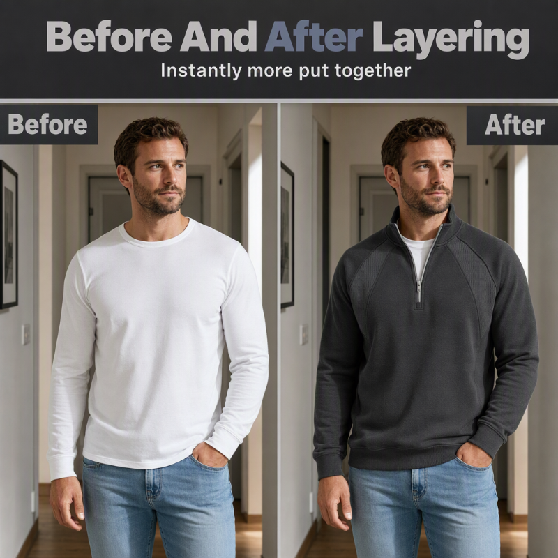 👚✨Men's Casual Warm Half-Zip Sweatshirt
