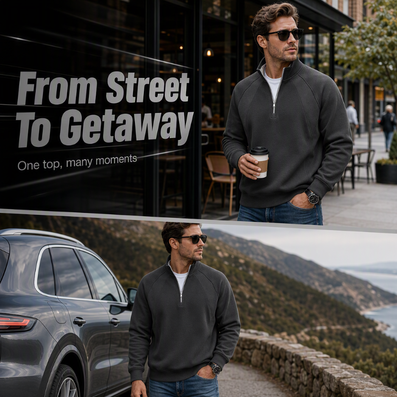 👚✨Men's Casual Warm Half-Zip Sweatshirt